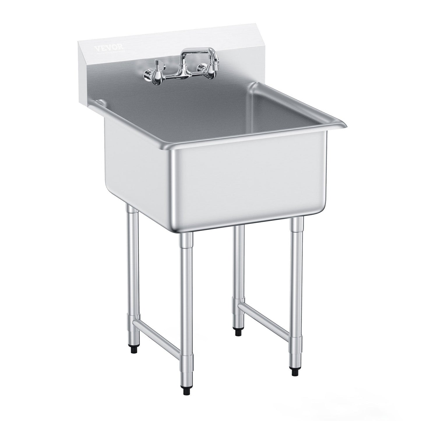 VEVOR Stainless Steel Prep & Utility Sink, 1 Compartment Free Standing Small Sink Include Faucet & legs,-$350