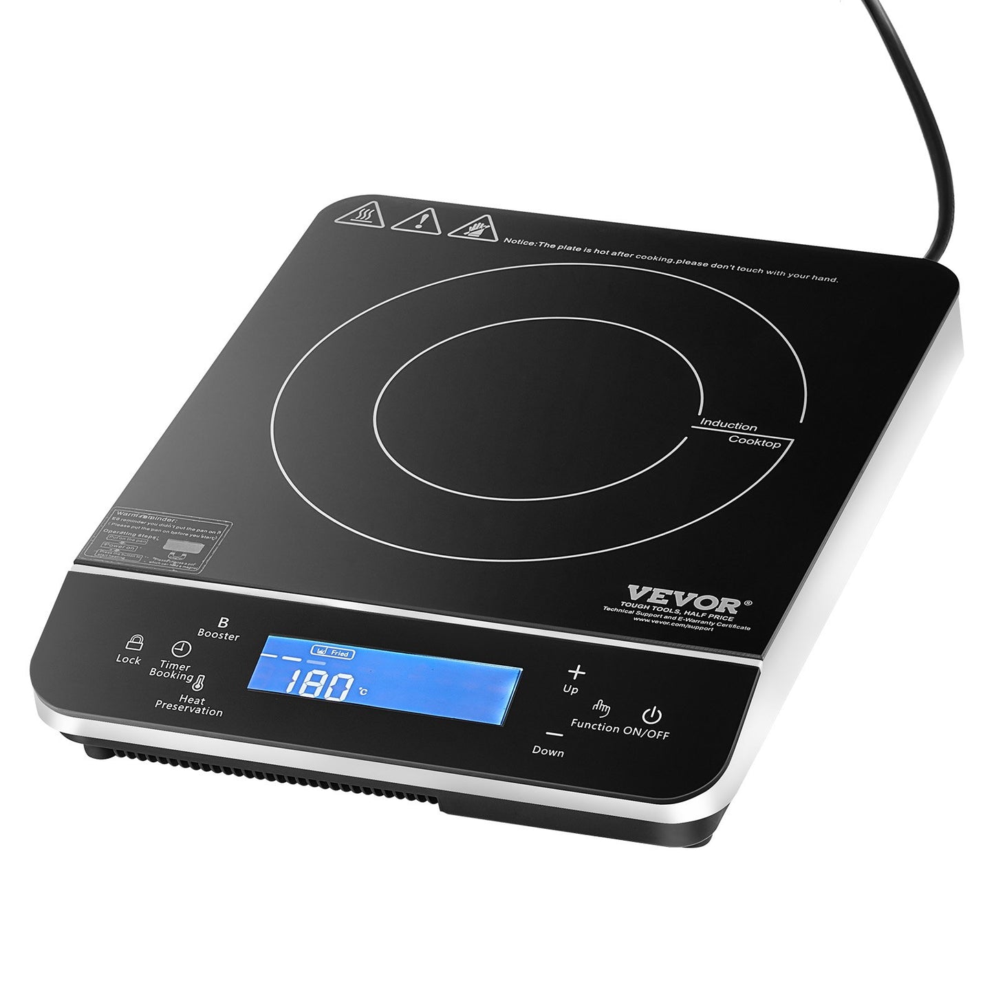 VEVOR Portable Induction Cooktop, 1500W Electric Induction Burner with 9 Temperature Settings,-$45
