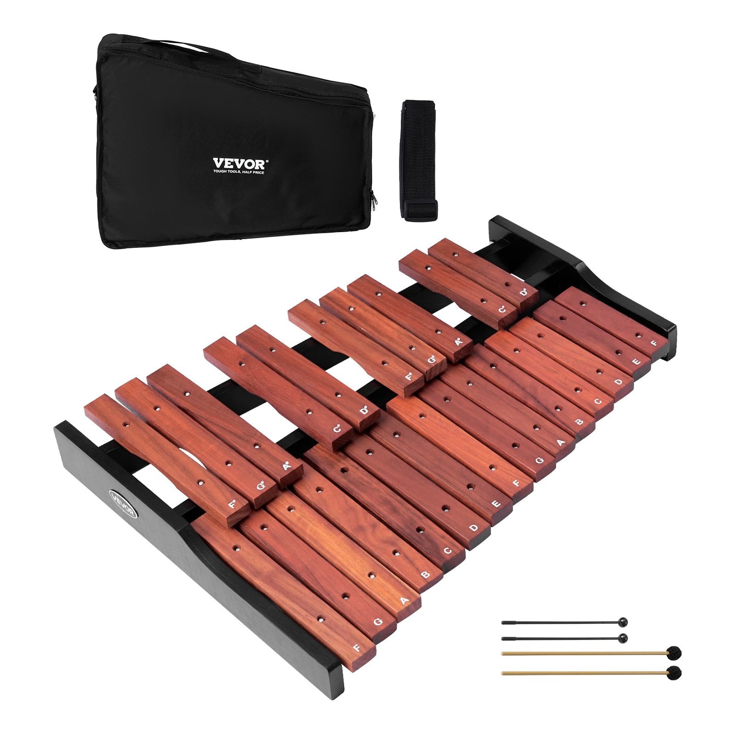 VEVOR Glockenspiel Xylophone, 25 Notes, Wooden Professional Xylophone Percussion Instrument,-$60