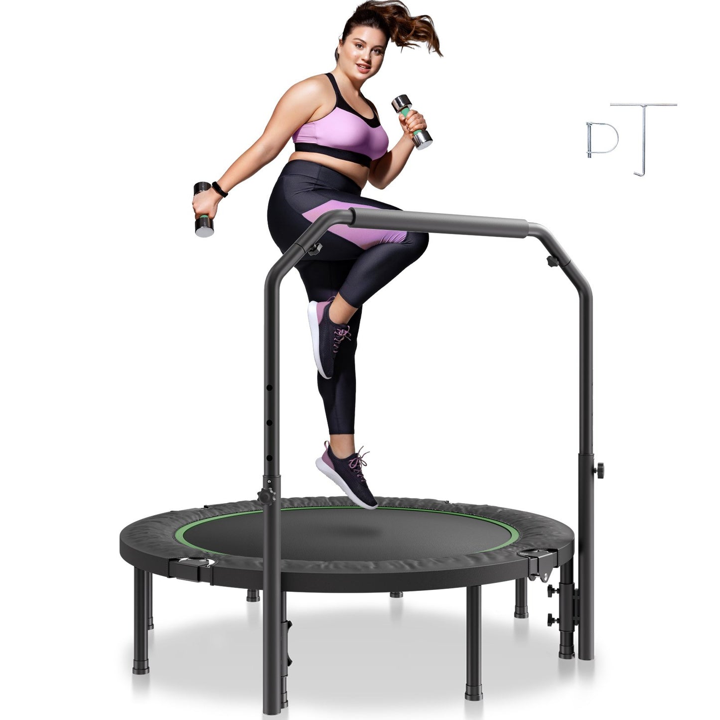 VEVOR Foldable Mini Trampoline, 52 Inch Fitness Rebounder, Max Load 450lbs Exercise Trampoline,-$70