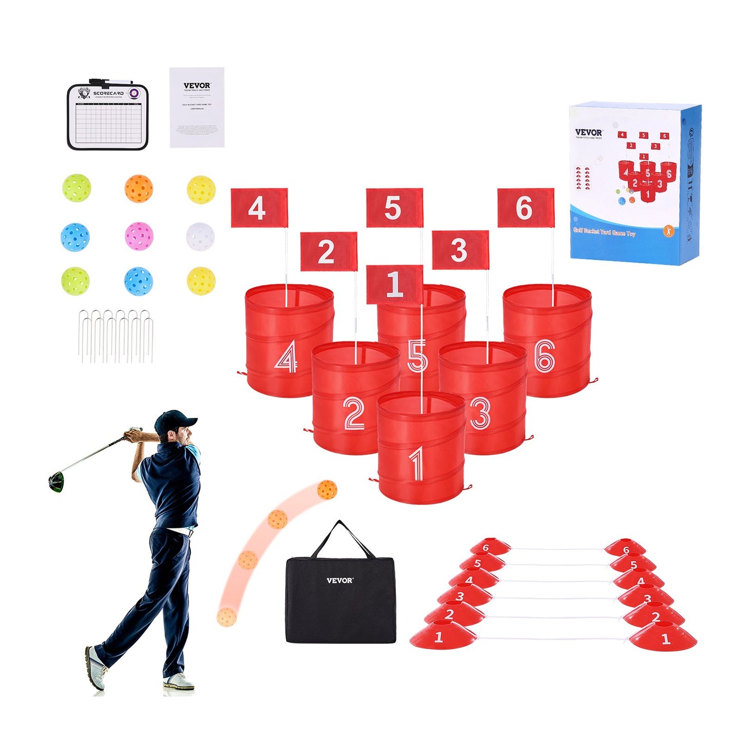 VEVOR Backyard Golf Game, 6 Hole Golf Course, Golf Game Practice Games, Golf Chipping Game,-$50