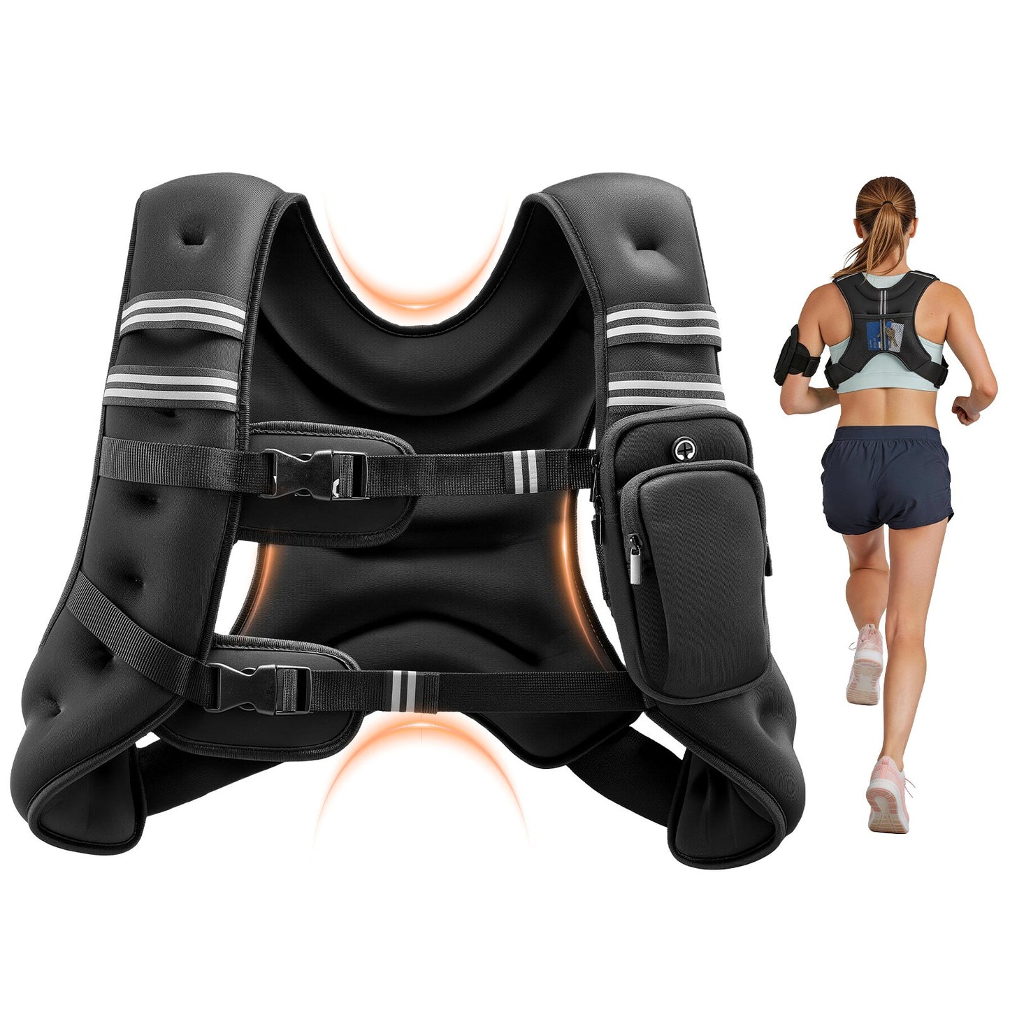 VEVOR Weighted Vest, 20 lbs Weight Vest with Reflective Stripe, Adjustable Buckle Body,-$35