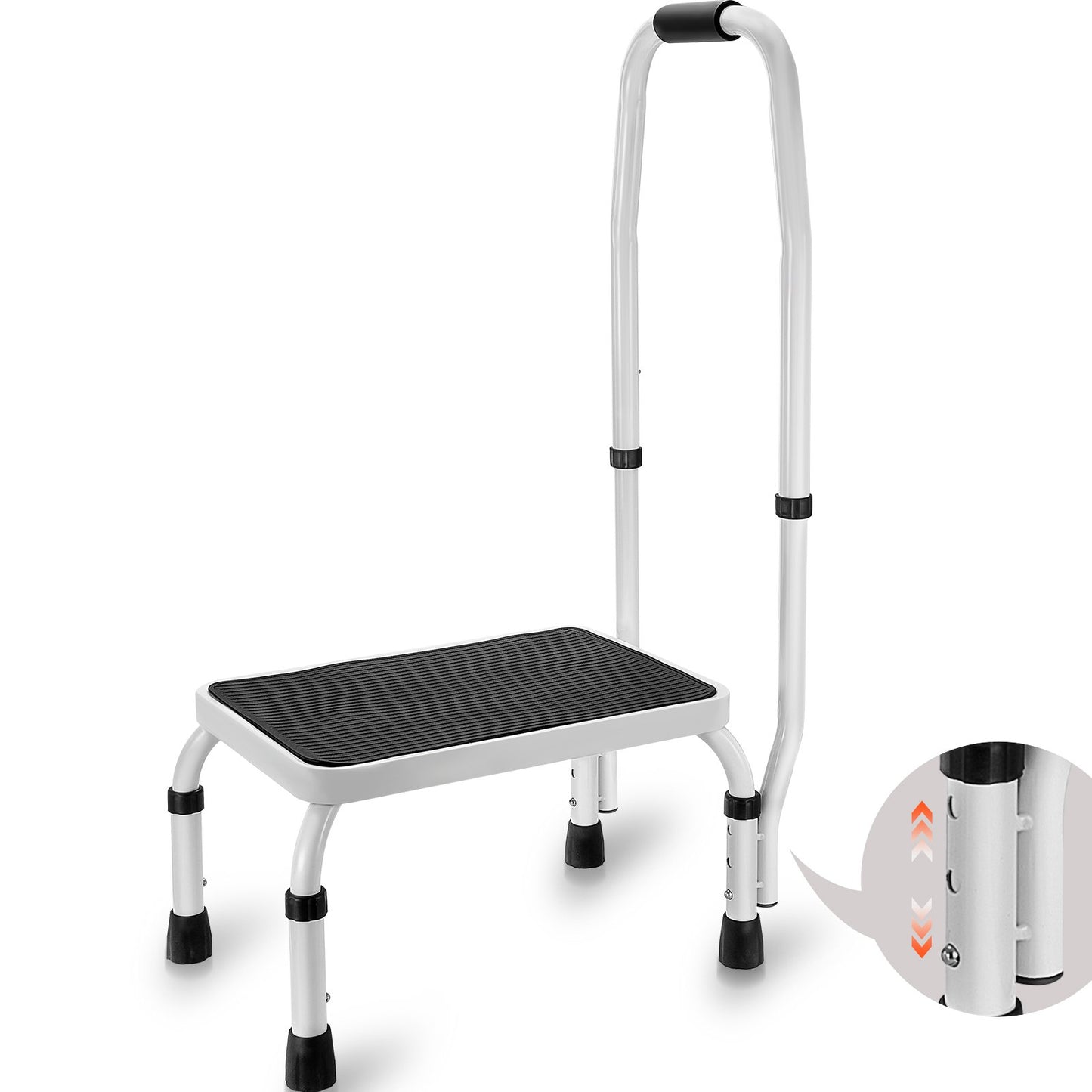 VEVOR Step Stool 1-Step 330lbs Capacity, 3 Adjustable Height with Handle Steel Step Ladder,-$45