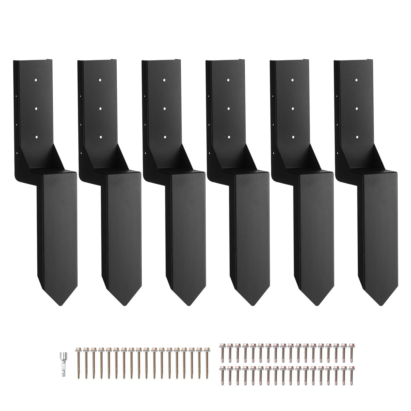 VEVOR Fence Post Anchor Repair Kit, 6 Pack Inner Diameter 3.5 x3.5 Inches Heavy Duty Steel Fence Post,-$55