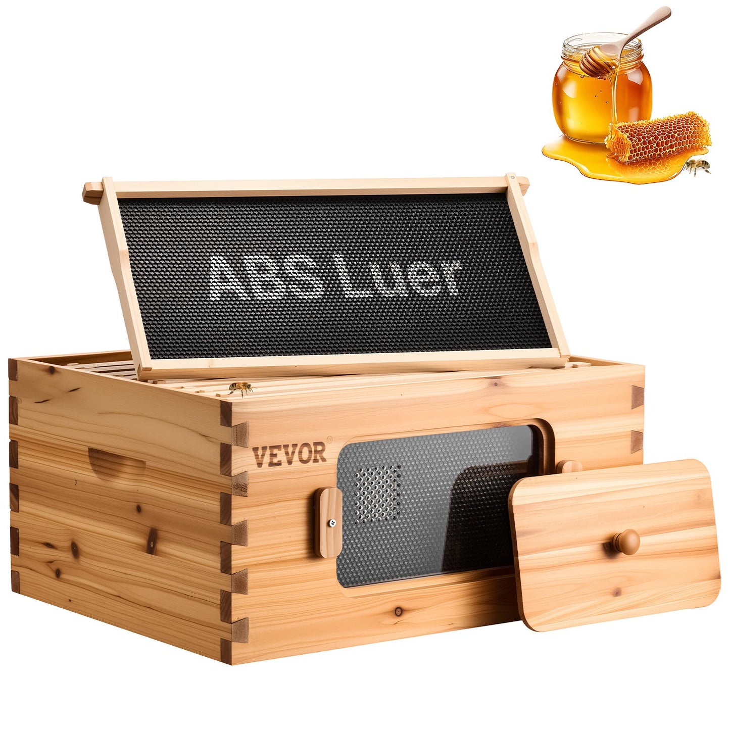 VEVOR Bee Hive Deep Box Starter Kit, 100% Beeswax Coated Natural Fir Wood,-$45
