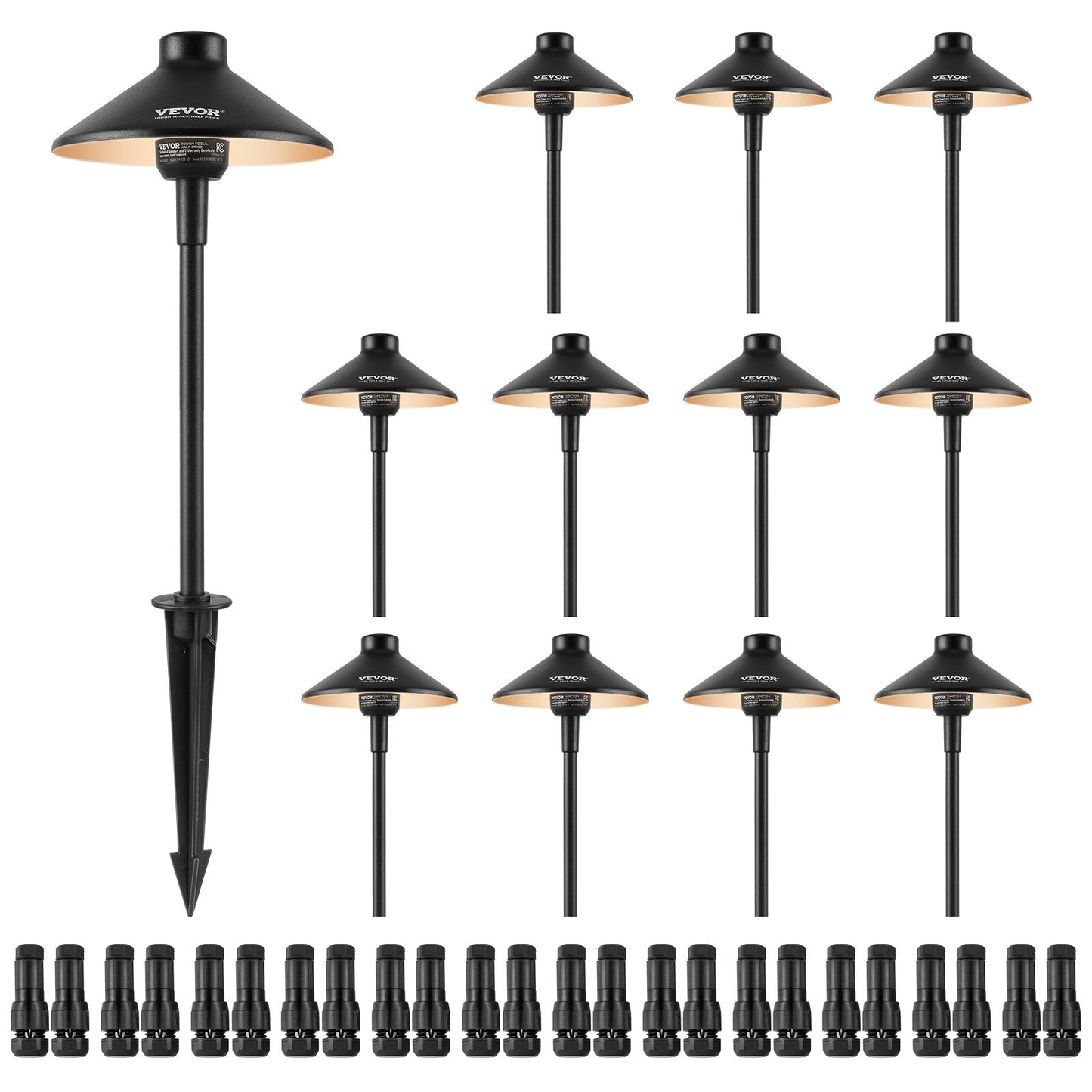 VEVOR 12 Pack Low Voltage Landscape Path Lights, 3W 210LM 12V-24VAC/DC Outdoor LED,-$120
