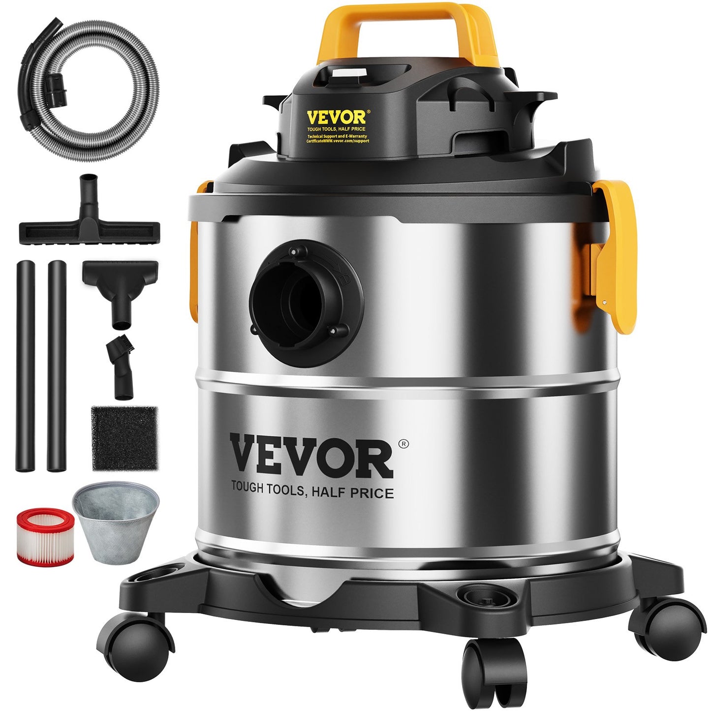 Open Box VEVOR Stainless Steel Wet Dry Shop Vacuum, 5.5 Gallon 6 Peak HP Wet/Dry Vac,-$55