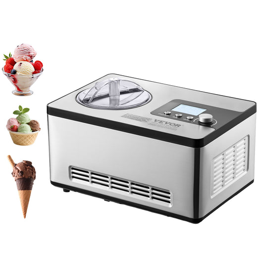 VEVOR Automatic Ice Cream Maker with Built-in Compressor, 2 Quart No Pre-freezing Fruit Yogurt Machine,-$170