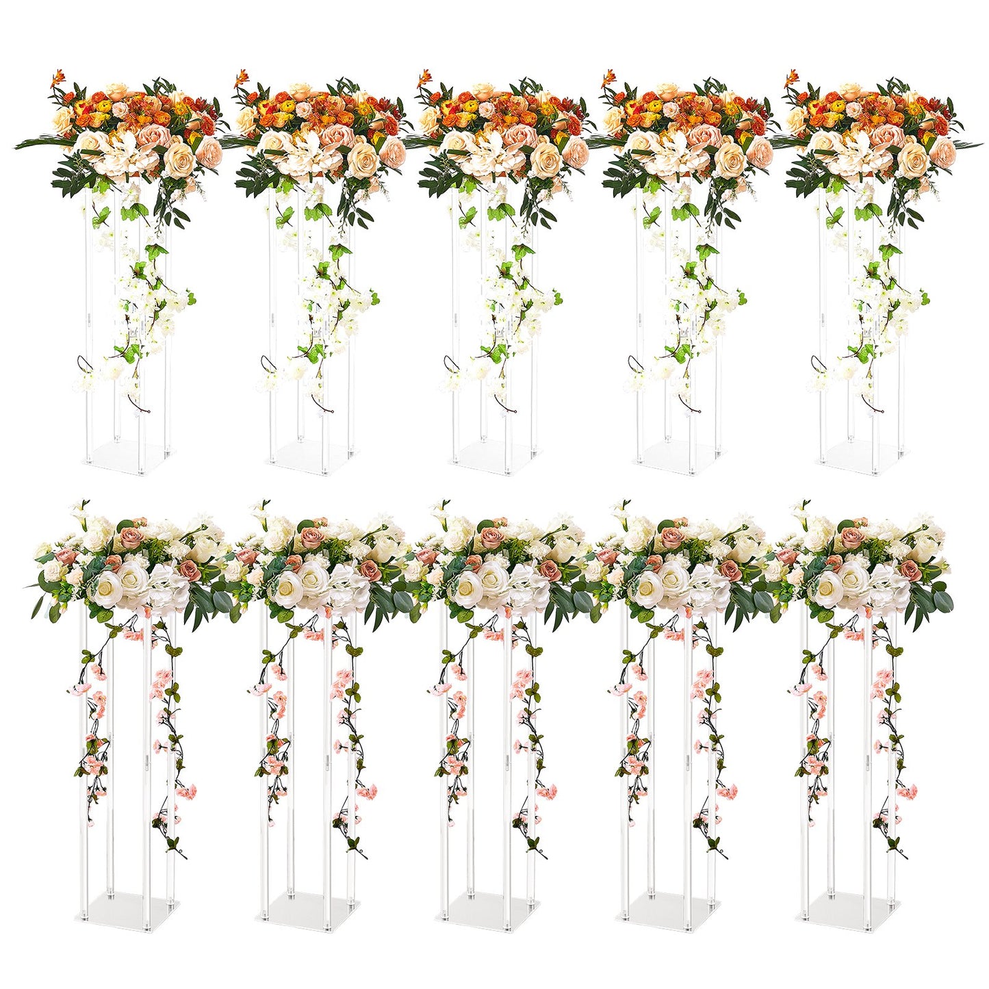 VEVOR 10PCS 23.6inch/60cm High Wedding Flower Stand, With Acrylic Laminate,Acrylic Vase Column,-$95
