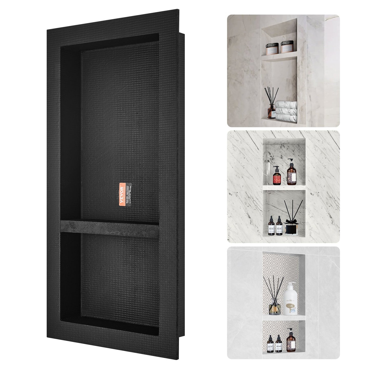 VEVOR Shower Niche Ready for Tile 16" x 32", Double Shelf Organizer, Square Corners Wall-inserted Niche,-$50