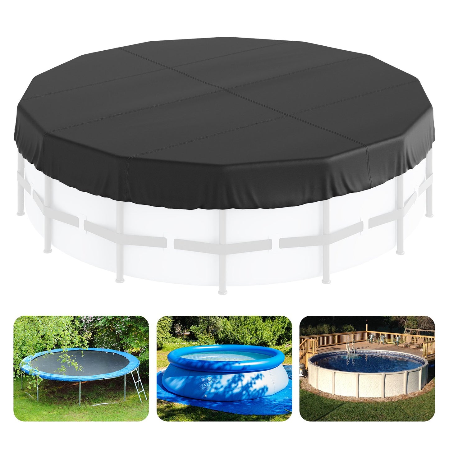 VEVOR 15 Ft Round Pool Cover, Solar Covers for Above Ground Pools, Safety Pool Cover with Drawstring Design,-$55