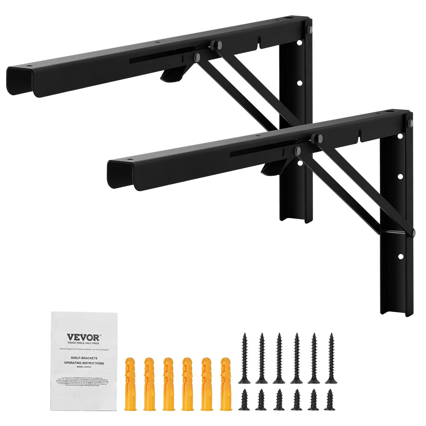VEVOR Shelf Bracket Foldable, 24” L 2 Pcs , Heavy Duty Floating Shelf Brackets, Brackets for Shelves,-$18