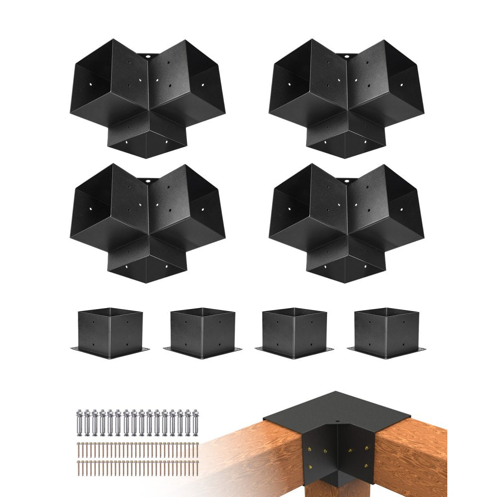 VEVOR Pergola Bracket Kit, 6x6 Inch (Inner Size 5.5x5.5), 4 Pcs 3-Way Corner Bracket,-$110