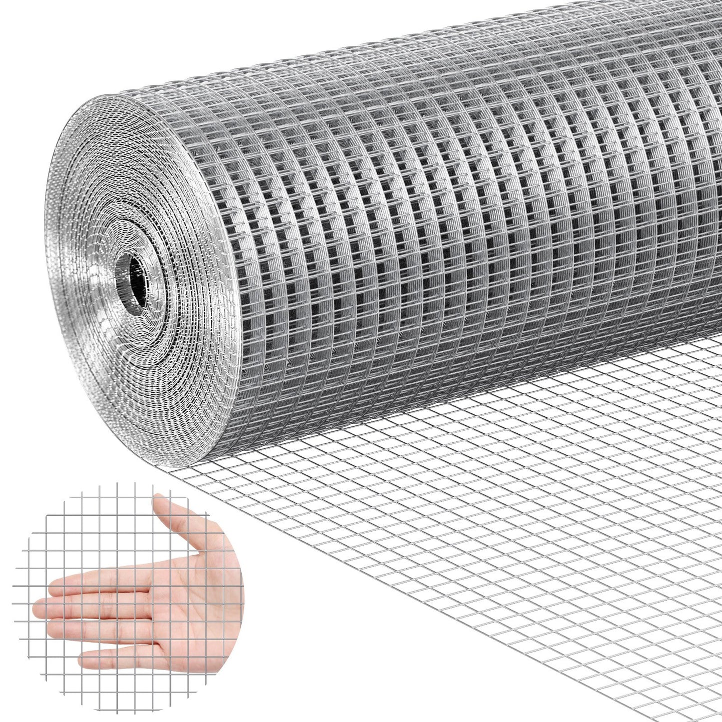 VEVOR Hardware Cloth, 1/2 inch 24in x 100 ft 19 Gauge, Hot Dipped Galvanized Wire Mesh Roll,-$60