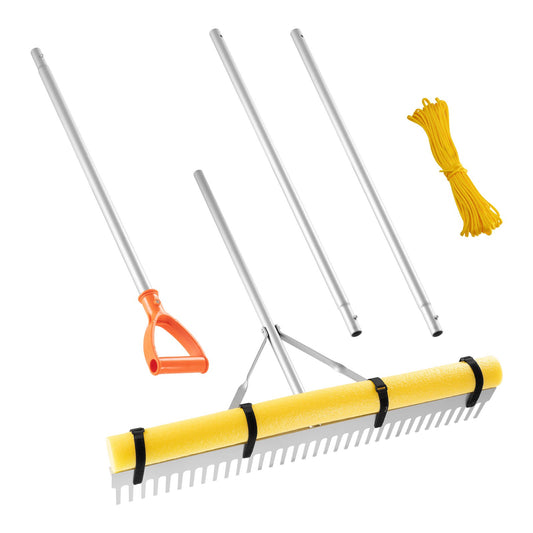 VEVOR Landscape Rake, 36 inch Wide Head 133 inch Handle, Large Aluminum Landscaping,-$35