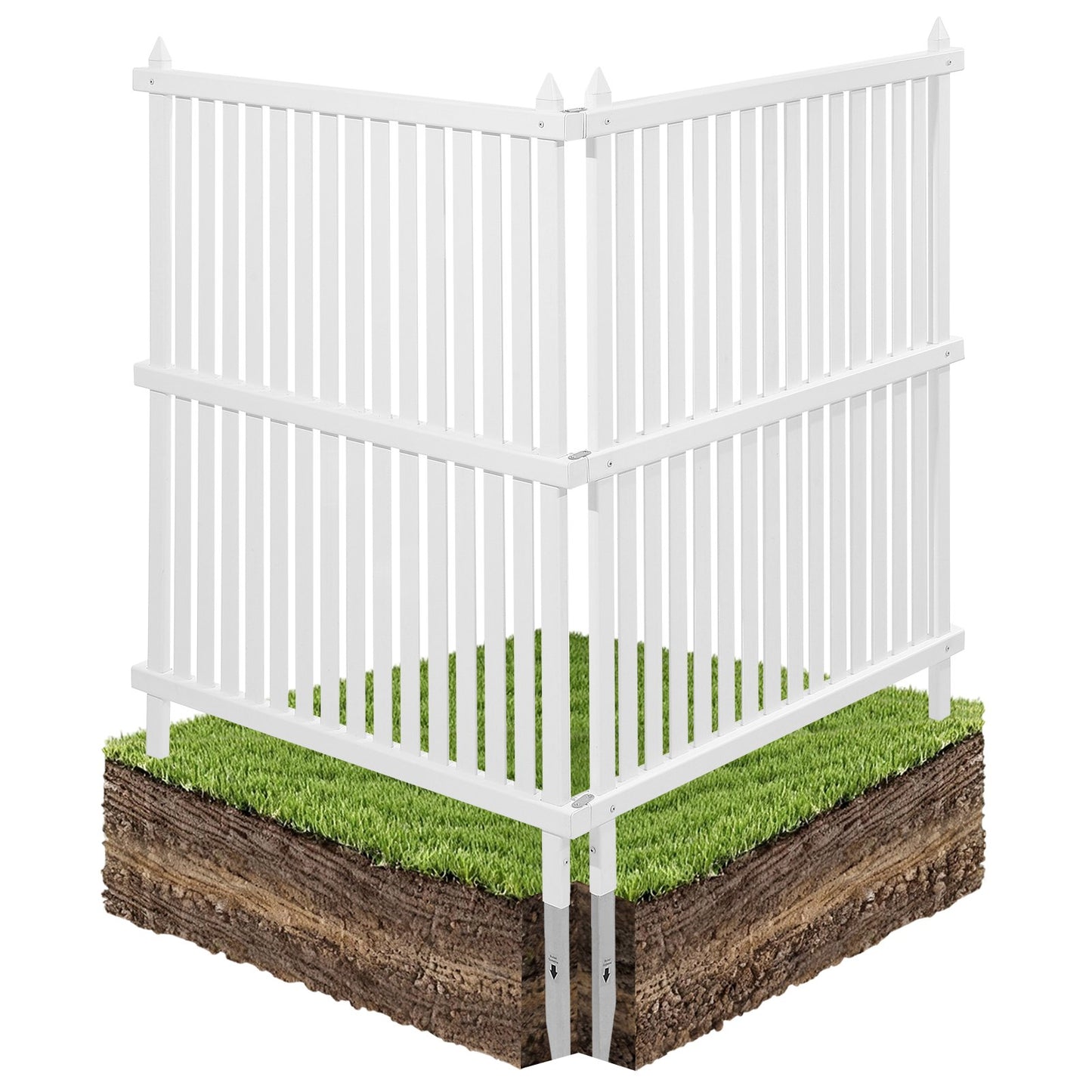 VEVOR 2 Panels Vinyl Privacy Screen, 36 x 45 in Outdoor Fence Enclosure with Galvanized Stakes,-$55