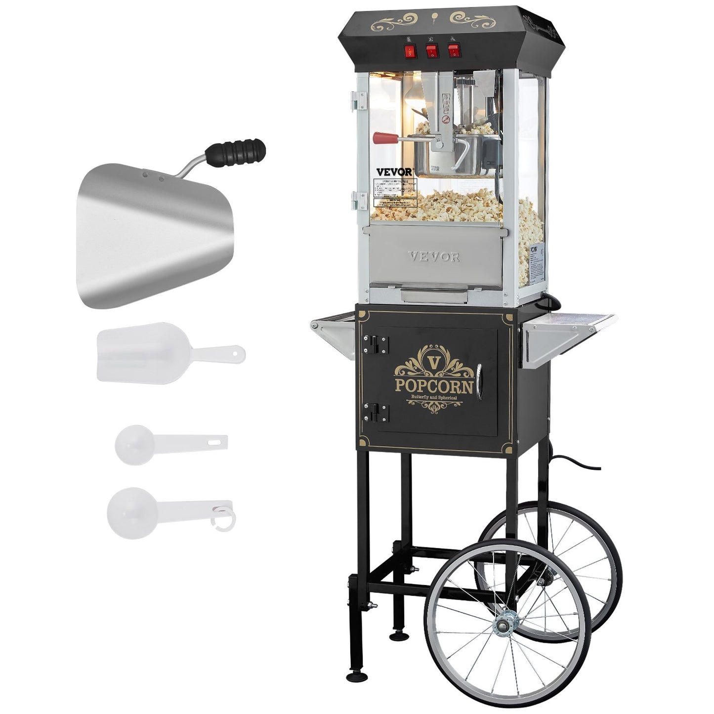 VEVOR Popcorn Maker with Cart, 850W Popcorn Popper Machine, 8 Oz Kettle Makes 48 Cups,-$210