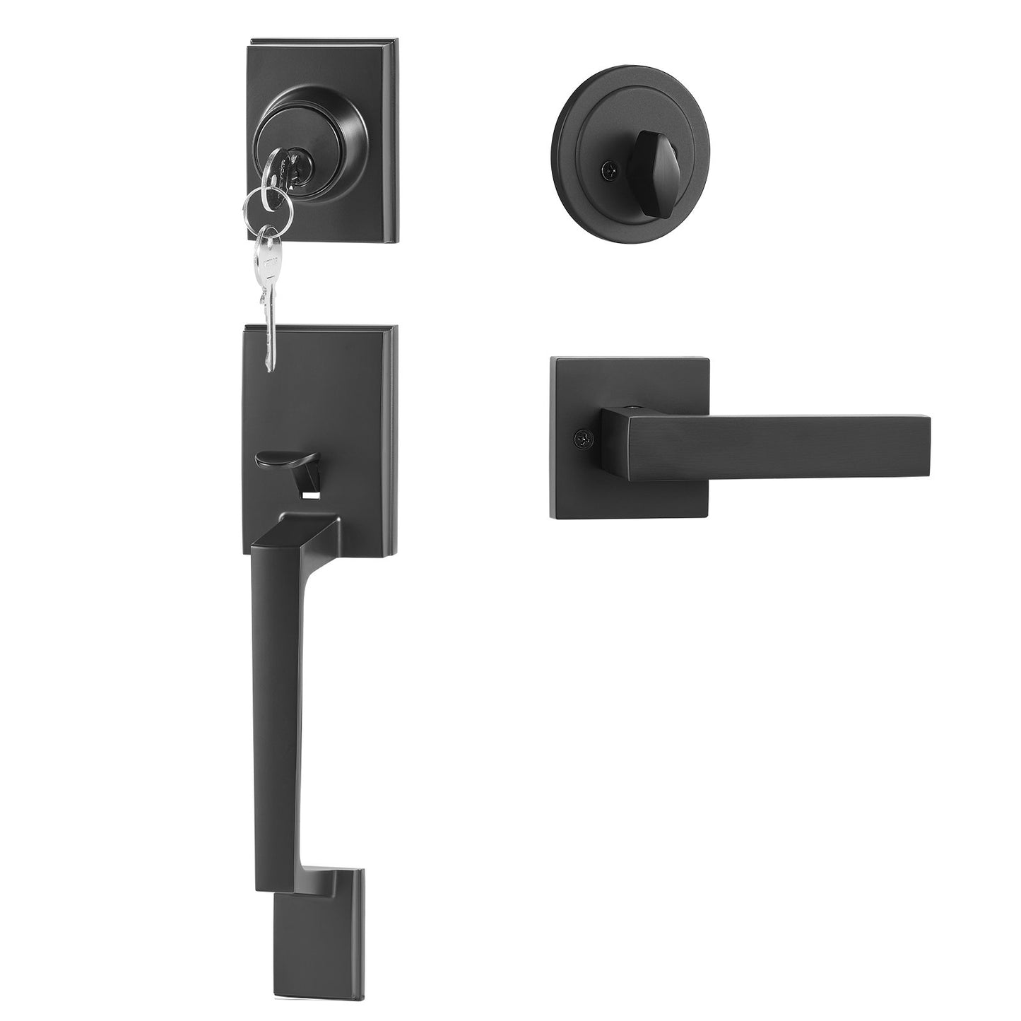 VEVOR Front Door Handle and Deadbolt Set, Square Entry Handle Set with Lever, Single Cylinder,-$35
