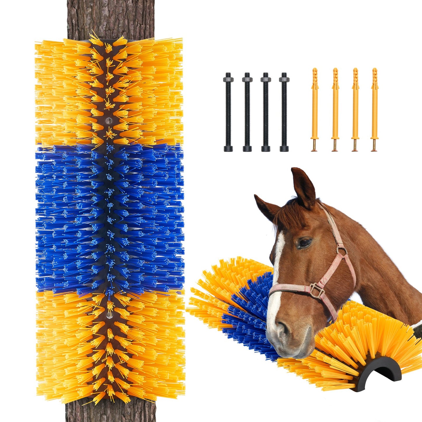 VEVOR Livestock Scratching Brush, Horse Brush with 2 Screws, 20 x 7.5 in Cow Scratcher, for Back Itch Relief,-$20