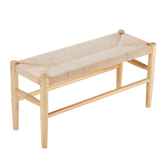 VEVOR Rattan Bench, 31.5" Wooden Rattan Bench, Entrywway Bench with Oak Wood Legs,-$80