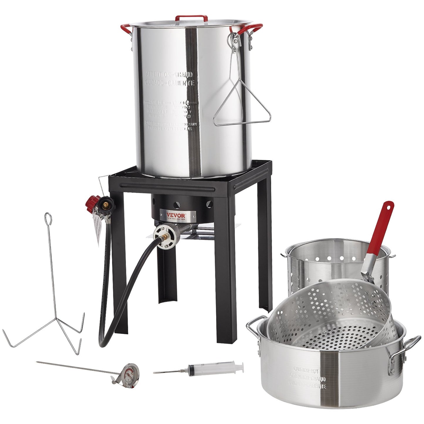 VEVOR Turkey Deep Fryer, 30-qt Turkey & 10-qt Fish Steamer Cooker Set, Outdoor Aluminum Seafood,-$90