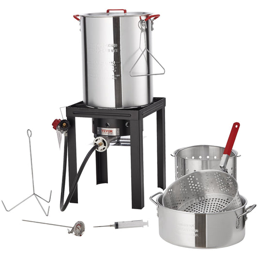 VEVOR Turkey Deep Fryer, 30-qt Turkey & 10-qt Fish Steamer Cooker Set, Outdoor Aluminum Seafood,-$90