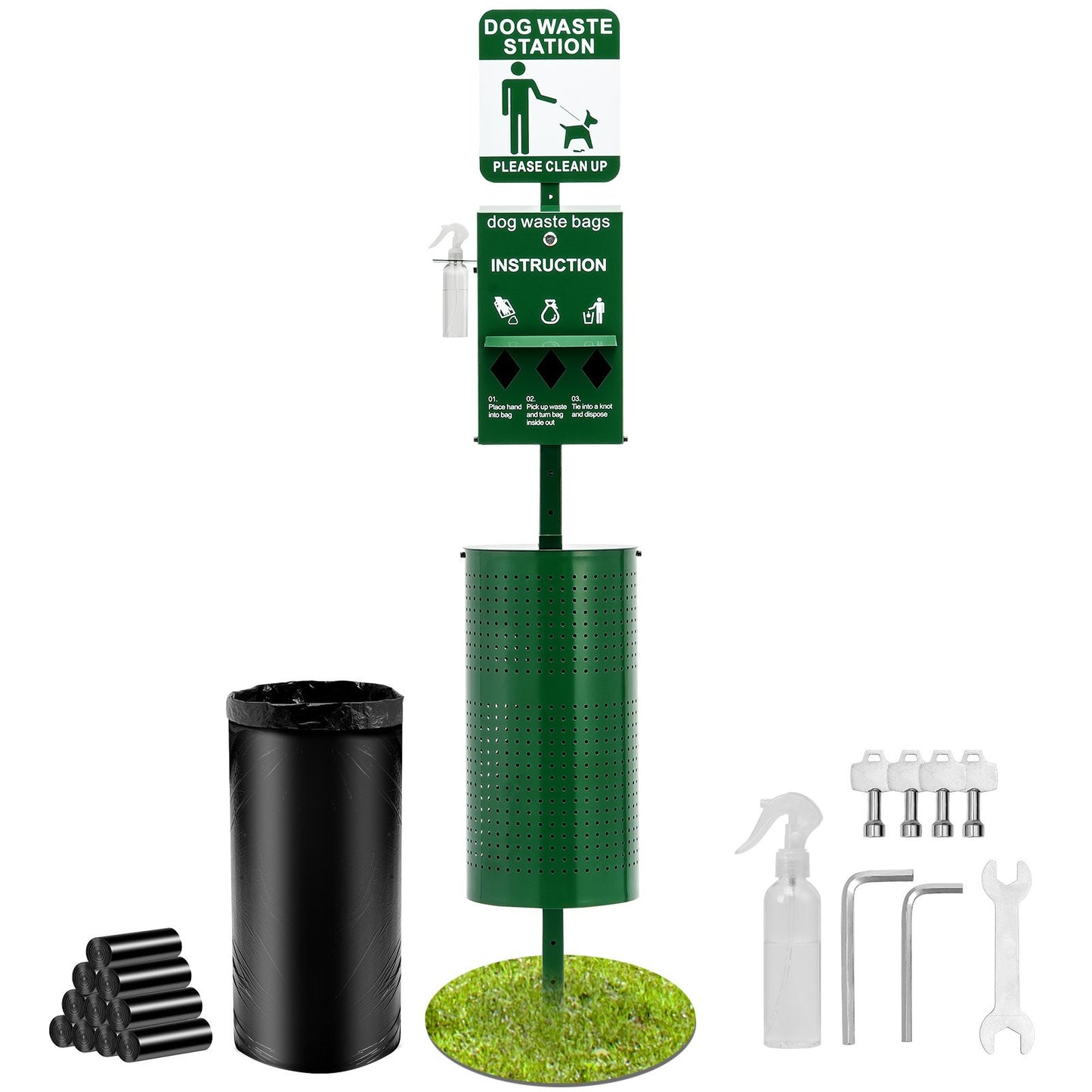 VEVOR Dog Waste Station (Commercial): 11.5Gal, Hand Wash Bottle & 600 Waste Bags,-$155