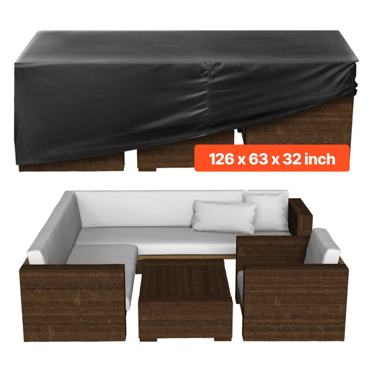 VEVOR Large Rectangular Outdoor Patio Furniture Cover, 420D Heavy Duty Waterproof  w/Air Vent F/All Weather