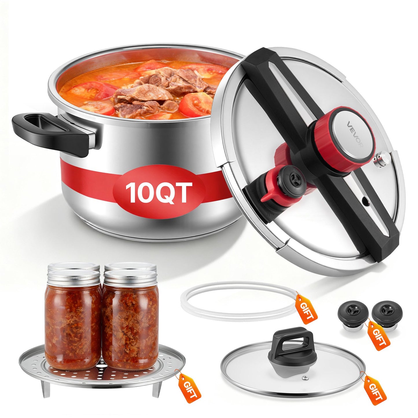 VEVOR Pressure Cooker, 10Qt Pressure Cooker Stainless Steel, Pressures Canner with Steaming Rack,-$65