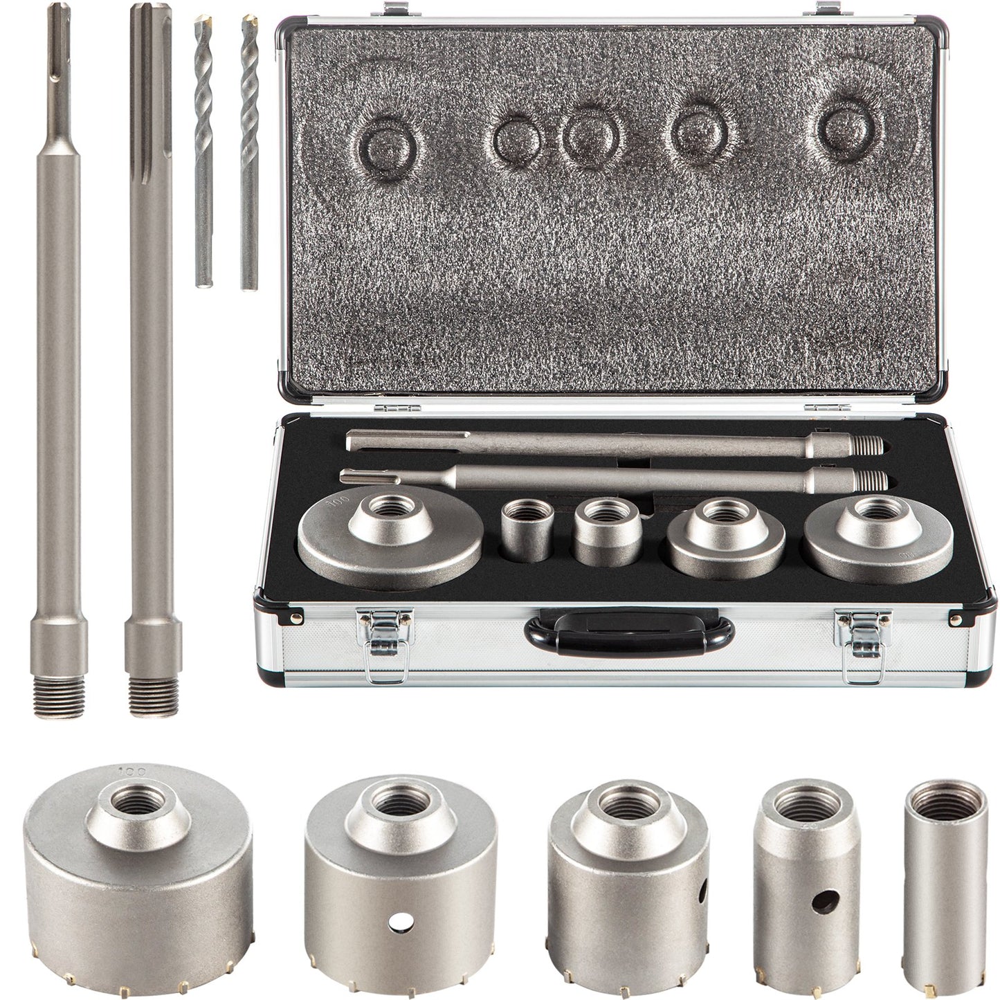 VEVOR Concrete Hole Saw Kit, 30/40/65/80/100mm Drill Bit Set SDS Plus or SDS Max Shank Wall Hole,-$50