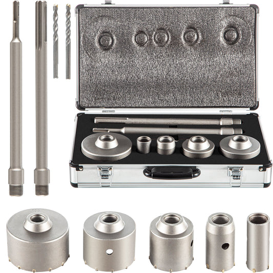 VEVOR Concrete Hole Saw Kit, 30/40/65/80/100mm Drill Bit Set SDS Plus or SDS Max Shank Wall Hole,-$50