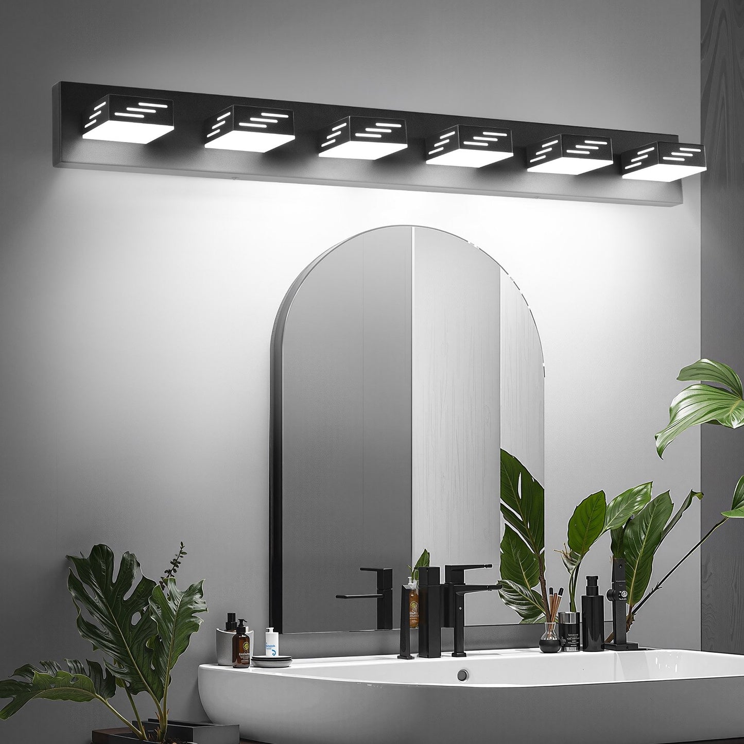 VEVOR 6-Light LED Modern VanityLight Fixtures, 40.35-Inch, Black Finish Bathroom Wall Lighting