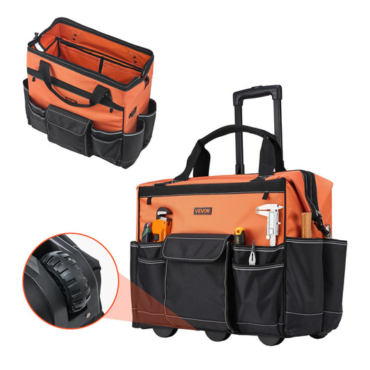 VEVOR Rolling Tool Bag, 110 lbs Load Capacity, 27 Pockets Heavy Duty Roller Tool Bag on Wheels,-$70