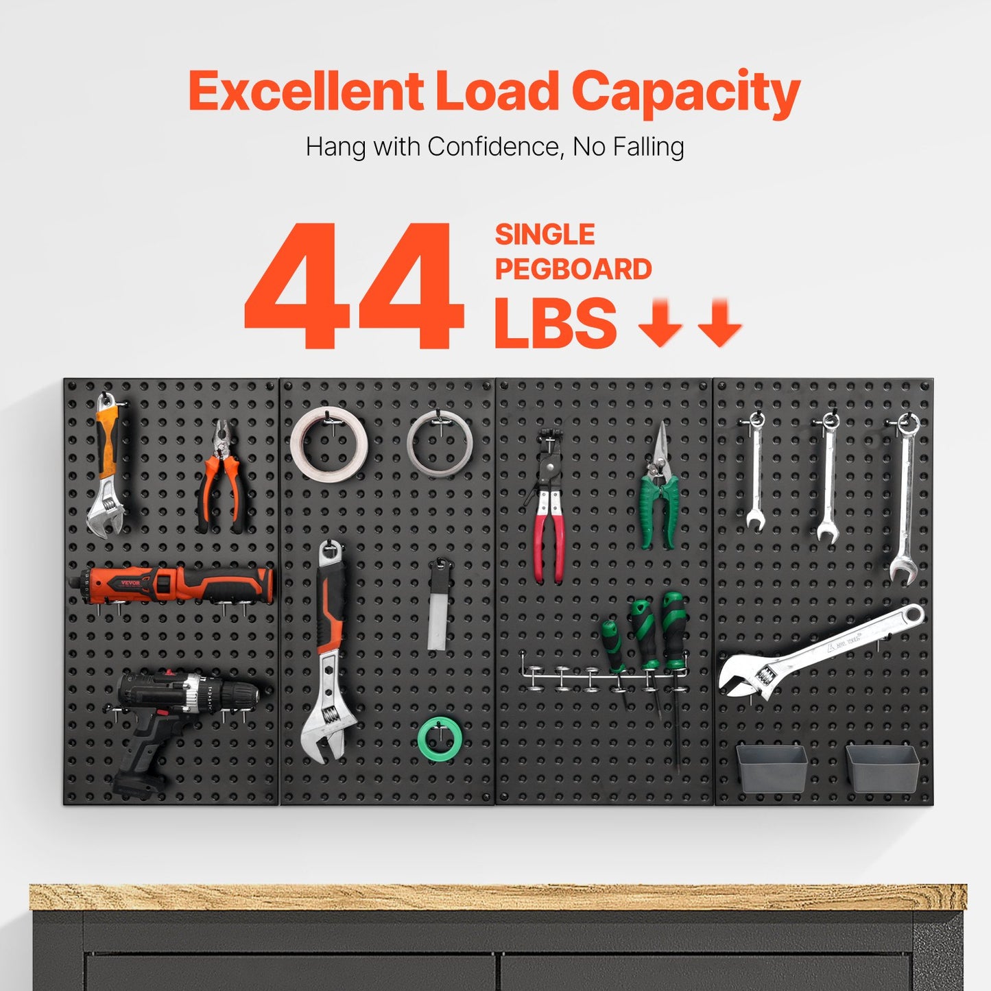 VEVOR Metal Pegboard Panels, 24" x 12" Pegboard, 4 Panels, Heavy Duty Peg Board Wall Organizer,-$55