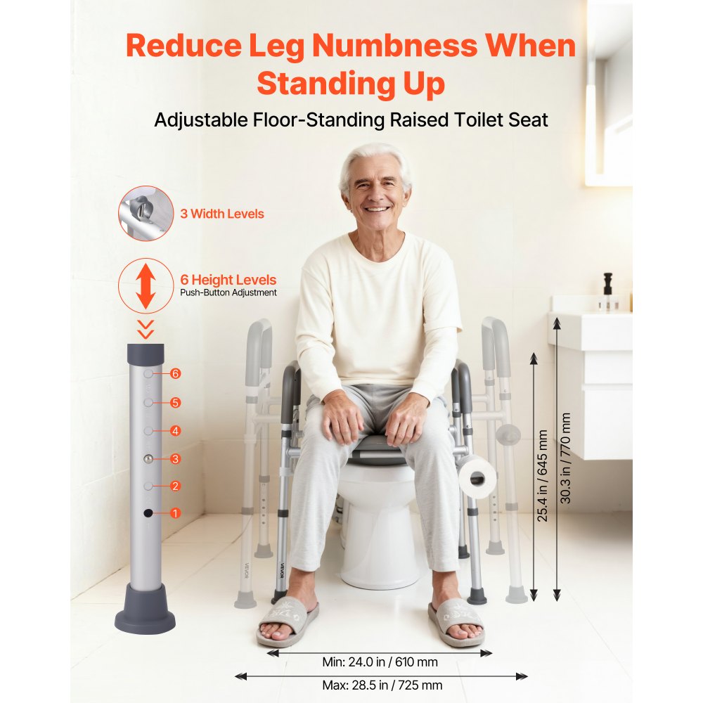 VEVOR Raised Toilet Seat with Arms, 400 lbs Load Capacity, Adjustable Height and Width,-$50