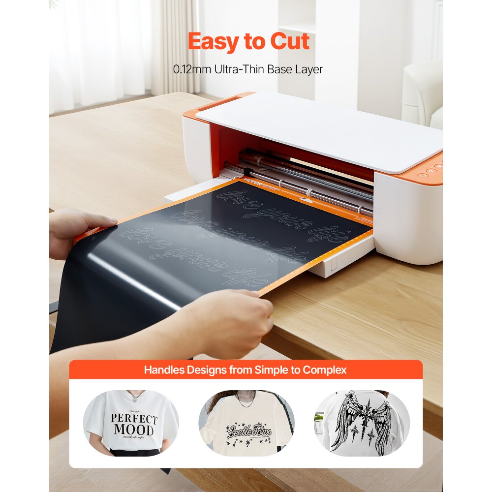 VEVOR Heat Transfer Vinyl, 12 in x 25 ft, Glossy Black HTV Iron on Vinyl Roll, Easy to Cut and Weed,-$13