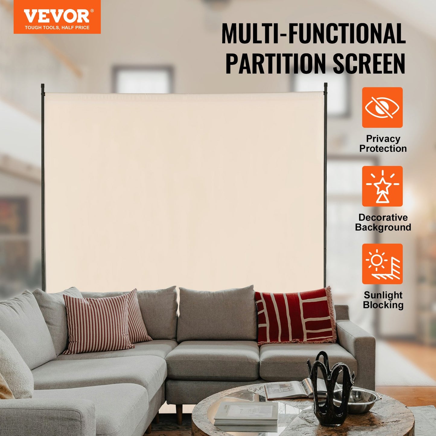 VEVOR Room Divider, Single Panel Room Divider, 6FT Privacy Screen Indoor, Partition Divider,-$30