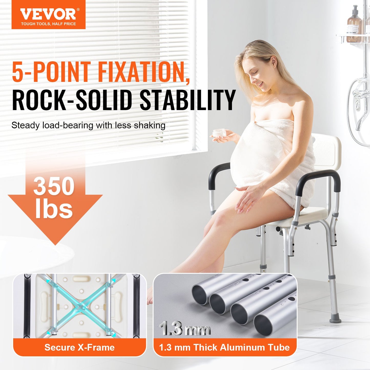 VEVOR Shower Chair, Shower Seat with Back, Adjustable Height Shower Stool, Shower Chair,-$45