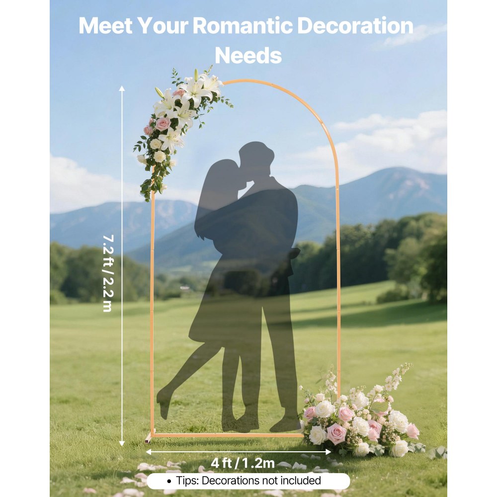 VEVOR Arch Backdrop Stand, 7.2 x 4 ft, Stable Structure, Easy Assembly, 1 Set Gold Metal,-$20