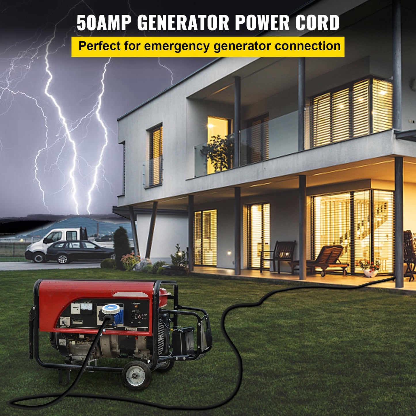 VEVOR 50 FT 50 Amp RV Extension Cord NEMA N14-50P to N14-50R, 125 / 250V Heavy Duty,-$200