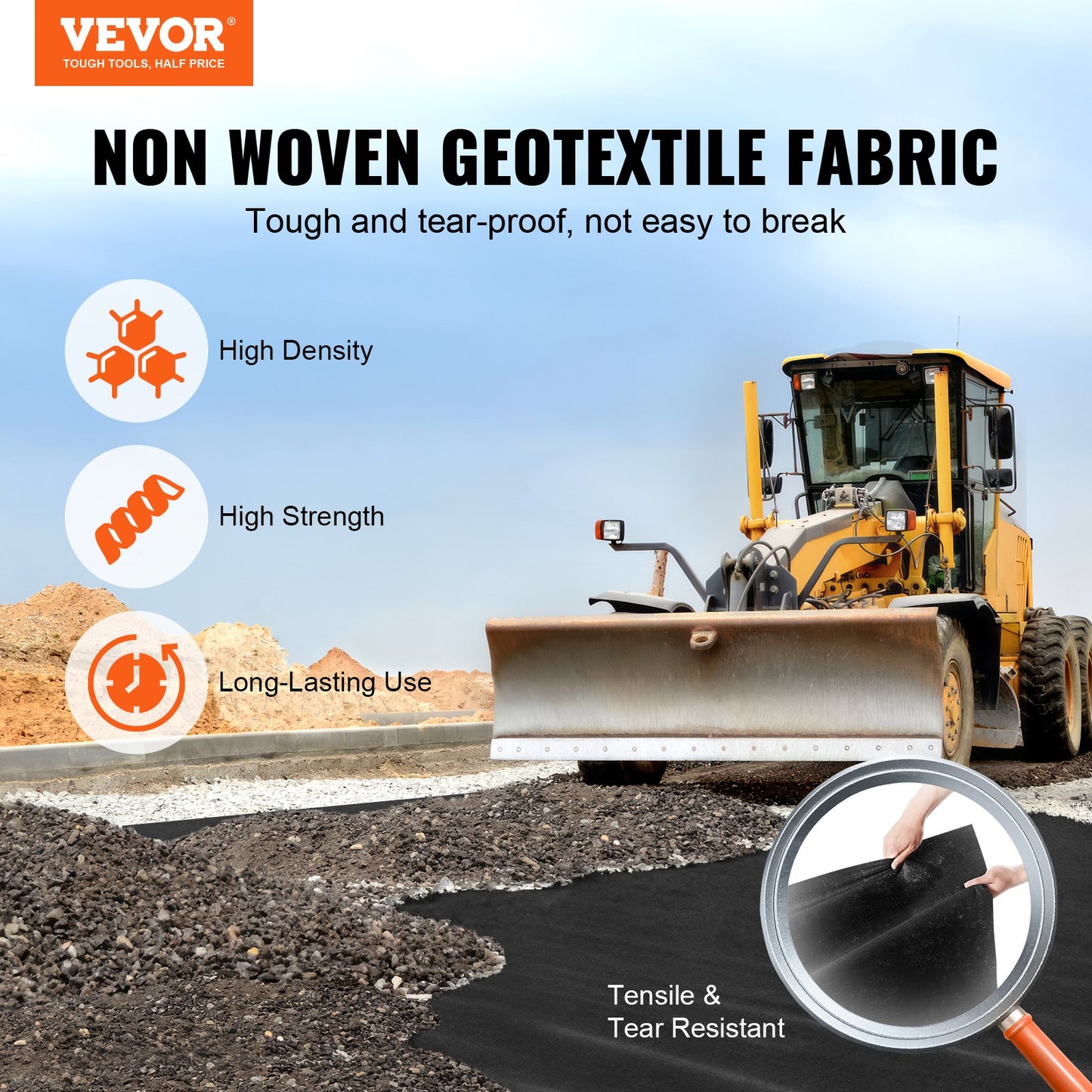 VEVOR Non Woven Geotextile Fabric Under Gravel, 10x100FT 8OZ Driveway Fabric,-$150