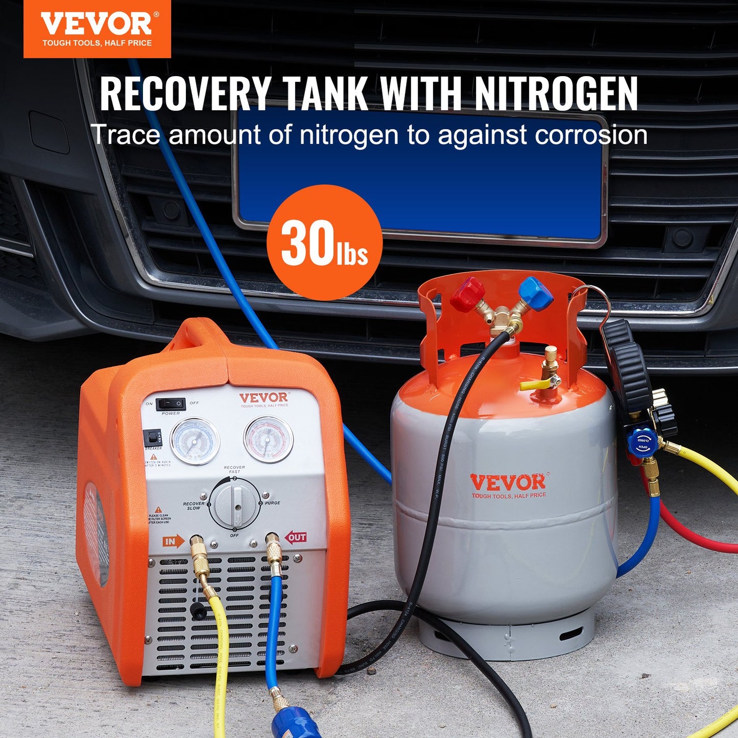 New(no box)VEVOR Refrigerant Recovery Tank, 30 LBS Capacity, 400 psi Portable Cylinder Tank with Y-Valve,-$55