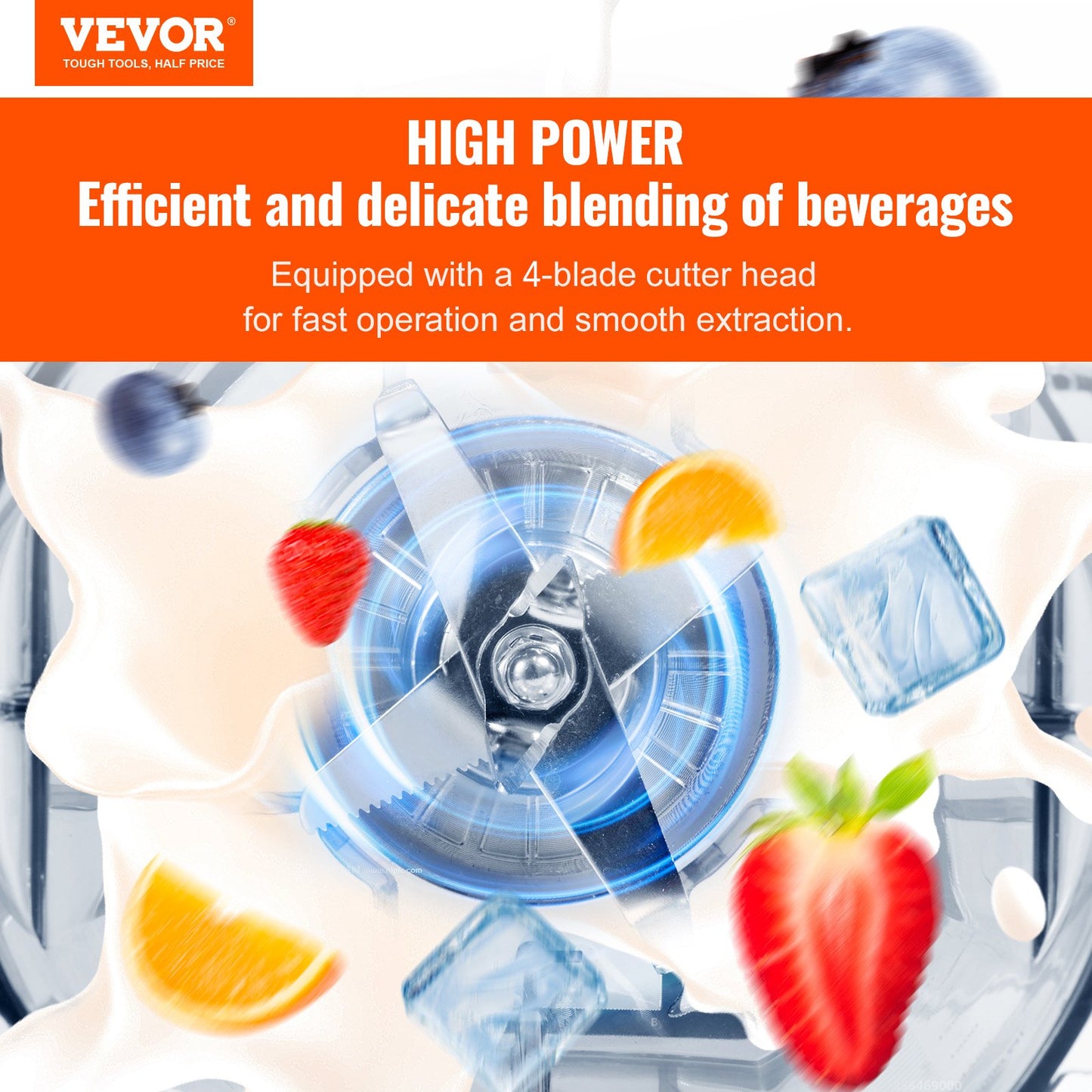 VEVOR Professional Blender, Commercial Countertop Blenders, 68 oz Plastic Jar Blender Combo,-$60