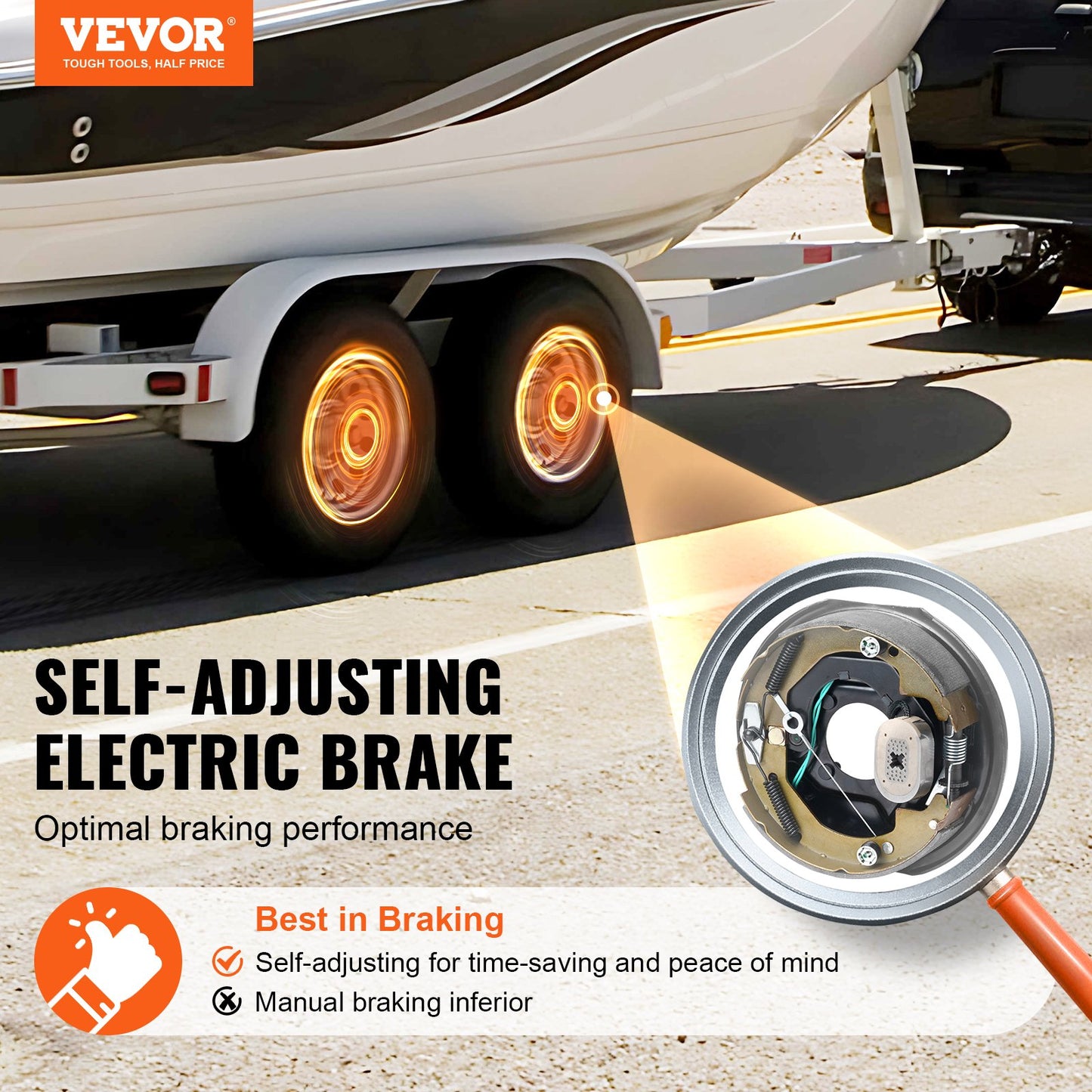 VEVOR Electric Trailer Brake Assembly, 10" x 2-1/4", 1 Pair Self-Adjusting Electric Brakes,-$55