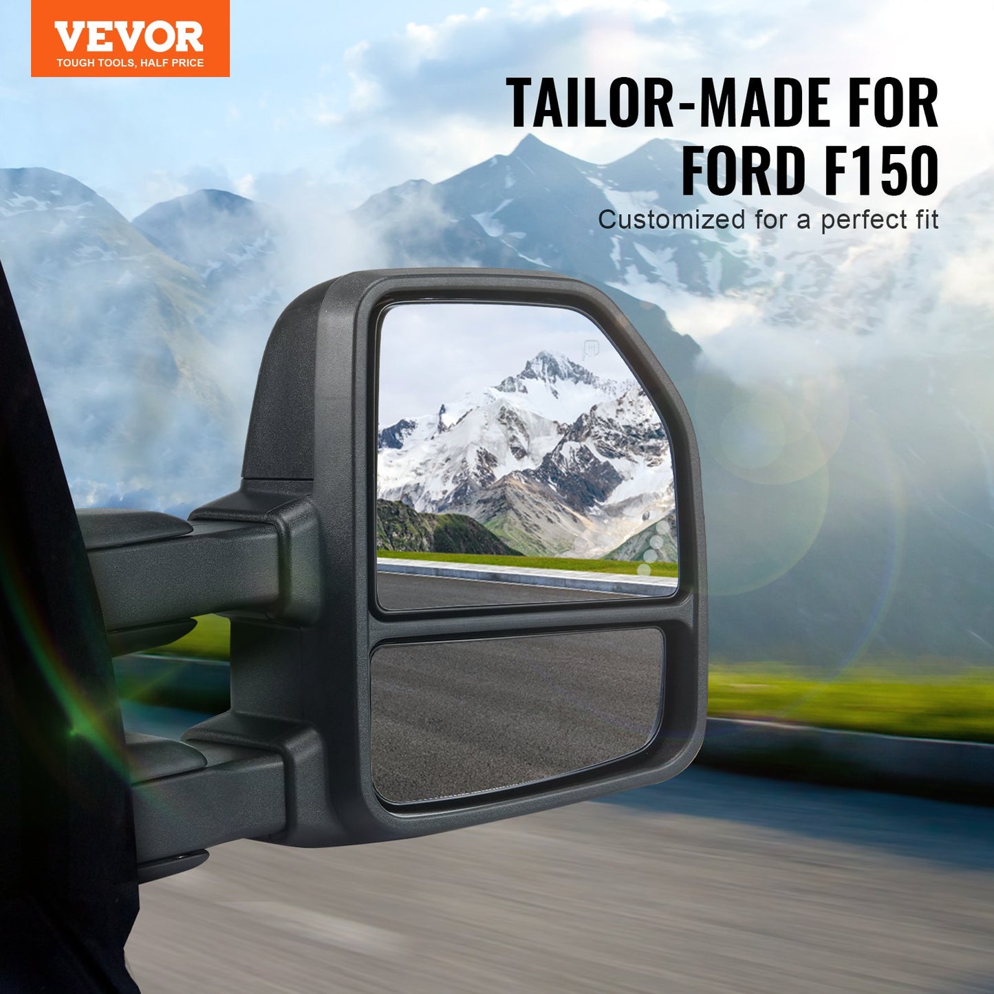 VEVOR Towing Mirrors, Left & Right Pair Set for 2015-2018 Ford F150, Power Heated with Signal Light,-$250
