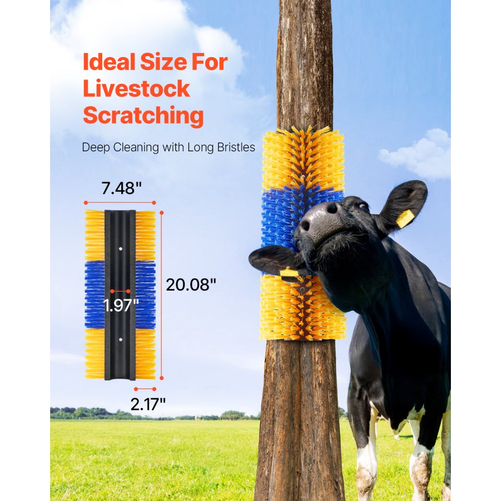 VEVOR Livestock Scratching Brush, Horse Brush with 2 Screws, 20 x 7.5 in Cow Scratcher, for Back Itch Relief,-$20