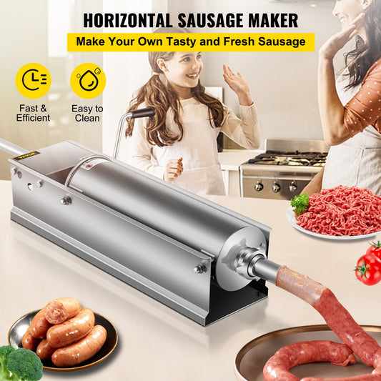 VEVOR Manual Sausage Stuffer, 7 L / 15 LBS Horizontal Sausage Machine, Dual-Speed Meat Stuffer,-$115