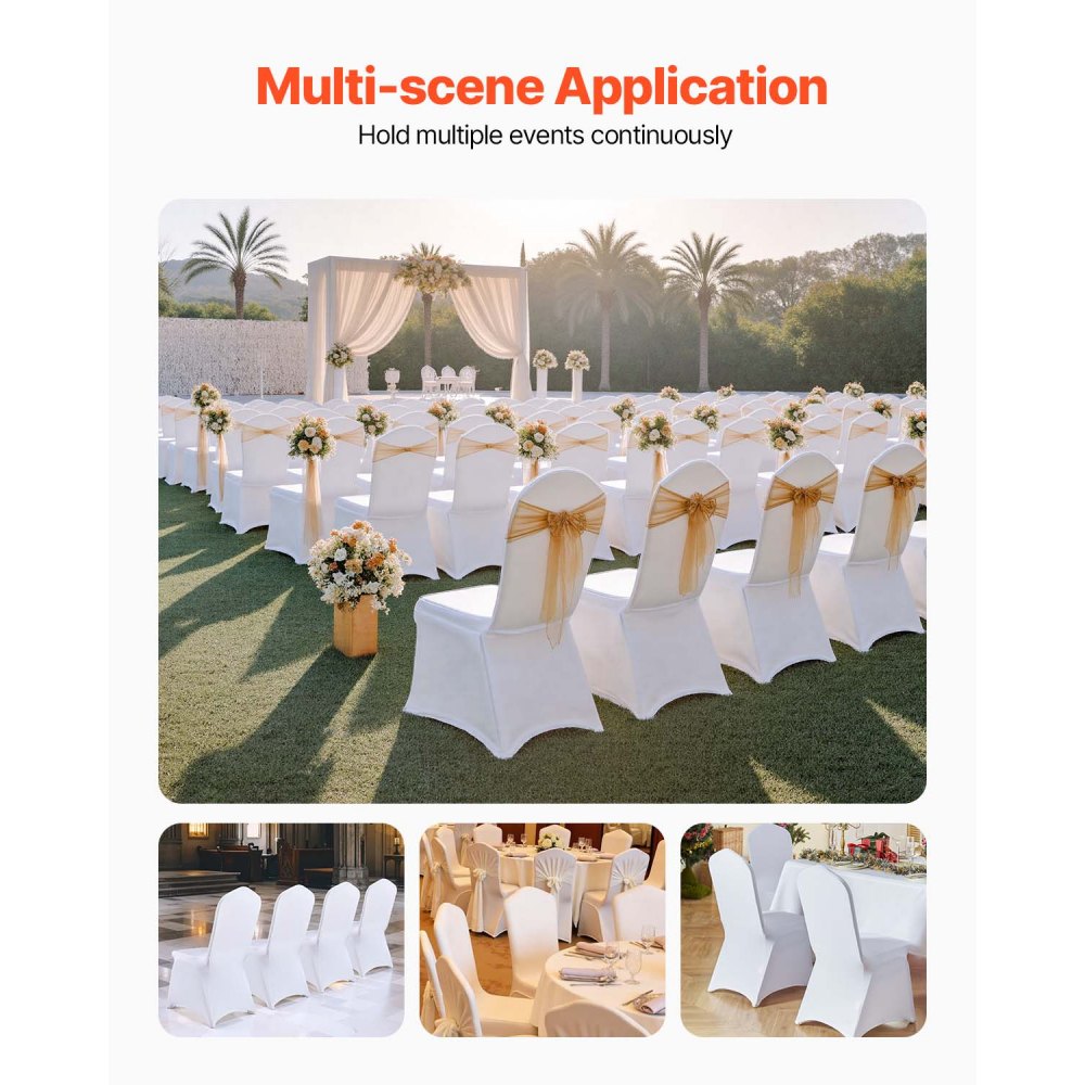 Open Box(95% New)VEVOR Stretch Spandex Folding Chair Covers, Universal Fitted Chair Cover(100PCS White),-$55