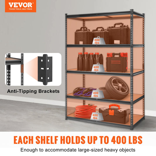 VEVOR Storage Shelving Unit, 5-Tier Adjustable, 2000 lbs Capacity,  48" L x 24" W x 72" H ,-$100