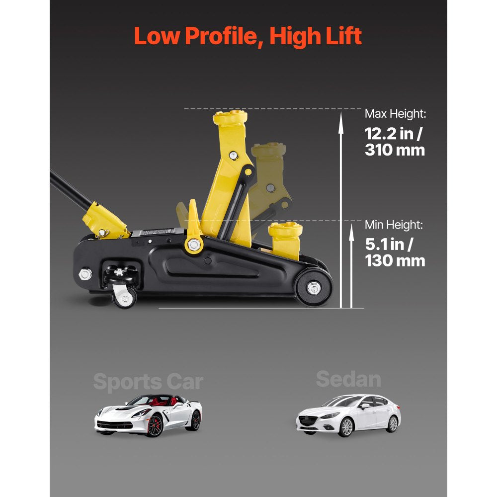 VEVOR Low Profile Floor Jack, 1.5 Ton (3300 lbs) Capacity, Steel Racing Floor Jack,-$45